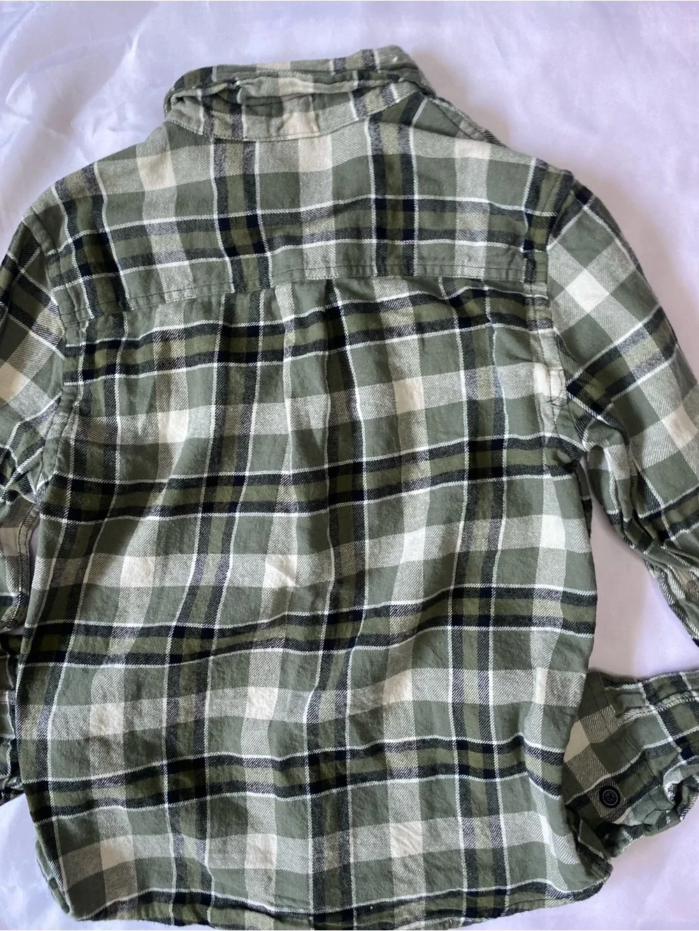 The Children's Place Khaki Cargo Pants with Olive Green Plaid Shirt
